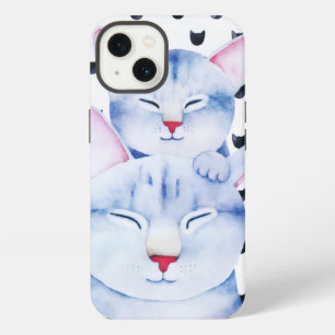 Etui iPhone 13 Maman mignonne bébé chat amour aquarelle