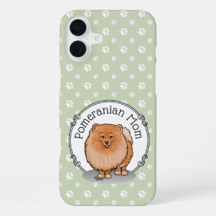 Coque iPhone 16 Plus Maman Poméranienne Pom Maman (orange rouge) Chien