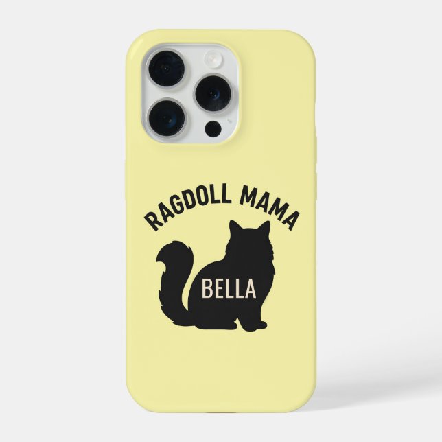 Coque iPhone Maman Ragdoll Chat Silhouette Nom Personnalisé (Verso)