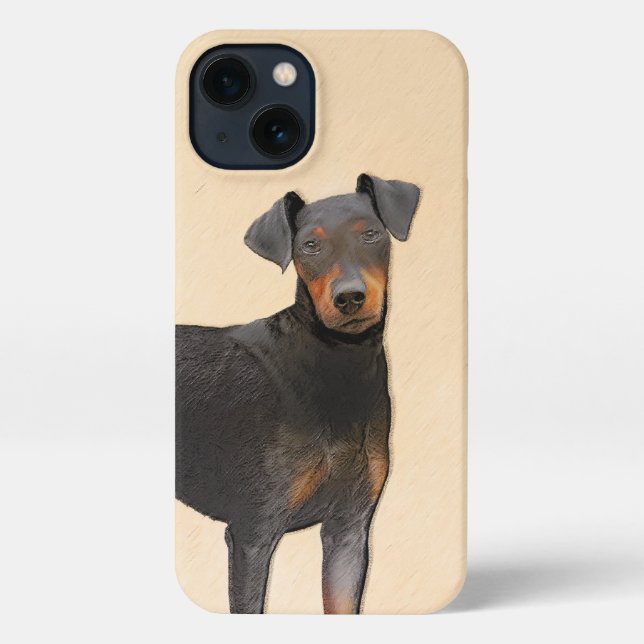 Coque iPhone Manchester Terrier Peinture Art animal original (Verso)
