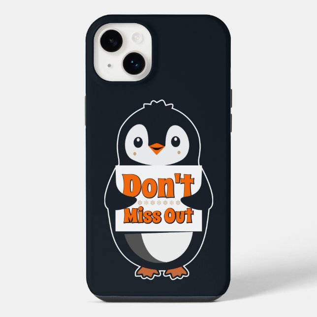 Coque iPhone Manchot avec un panneau Ne manquez pas (Verso)