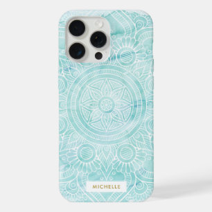 Coque iPhone 15 Pro Max Mandala aquarelle Aqua