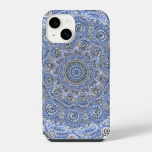 Coque Pour iPhone 14 Mandala Bleu Avec Mots De La Vie Marine De La Plag