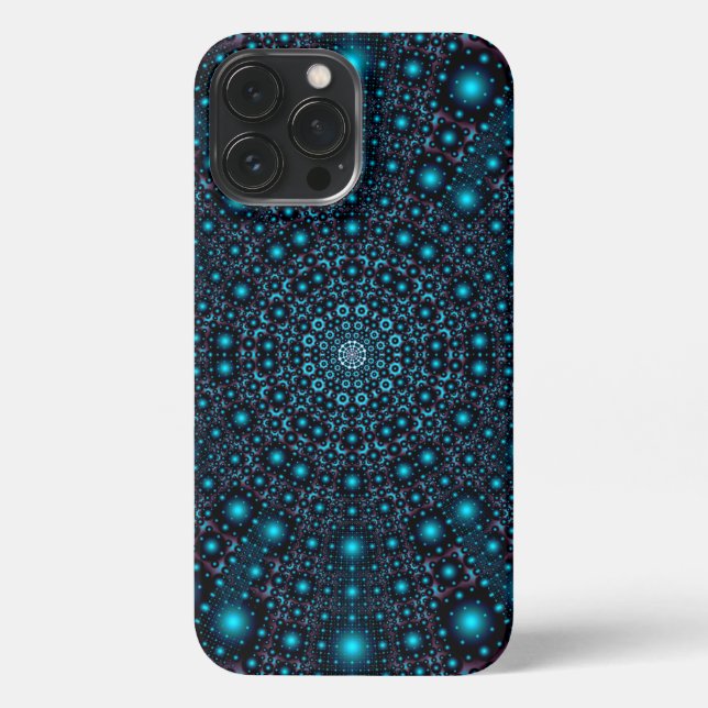 Coque iPhone Mandala bleu magique (Verso)