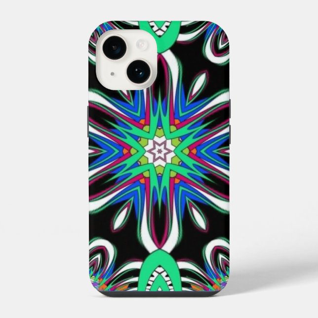 Coque iPhone Mandala Electric Bloom (Verso)