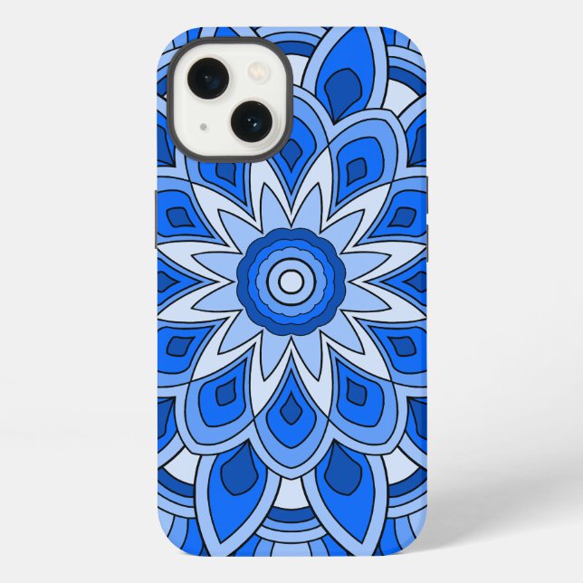Coque iPhone Mandala en bleu (Verso)