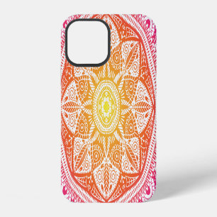 Coque iPhone 12 Mandala fleuri ornemental : vintage coloré.