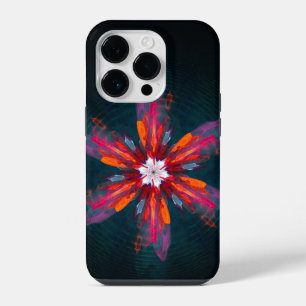 Coque Pour iPhone 14 Plus Mandala floral Fleurs Orange Rouge Bleu Abstrait