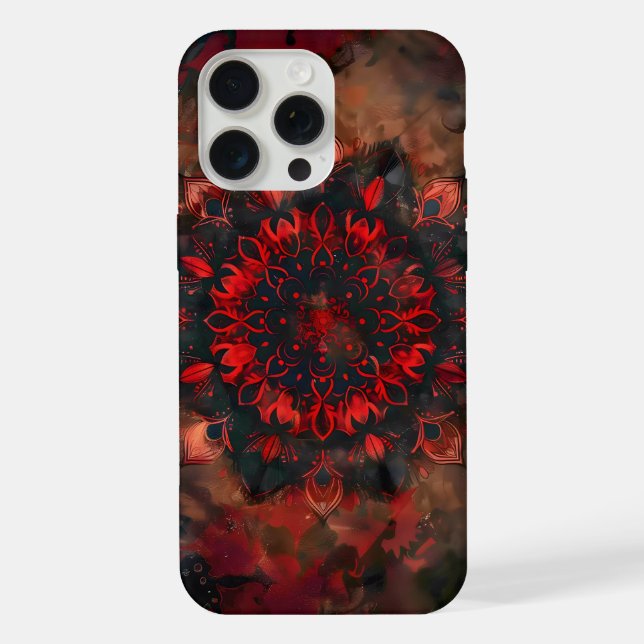 Coque iPhone Mandala foncé - Cadeau gothique Boho (Verso)
