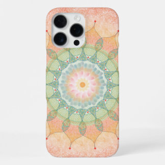 Coque iPhone 16 Pro Max Mandala Géométrique Circulaire Vert Rouge Jaune