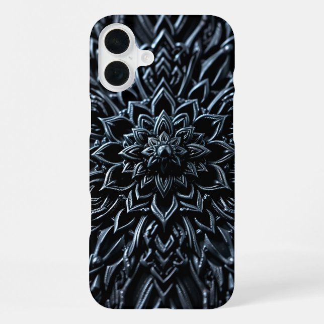 Coque iPhone Mandala métallique foncé (Verso)