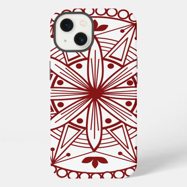 Coque iPhone Mandalae rouge profond (Verso)