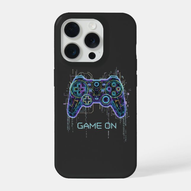 Coque iPhone Manette de jeu Cyberpunk - Technologie de jeu néon (Verso)