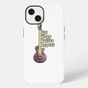 Etui iPhone 13 Manger dormir guitare répéter. guitare colorée vin