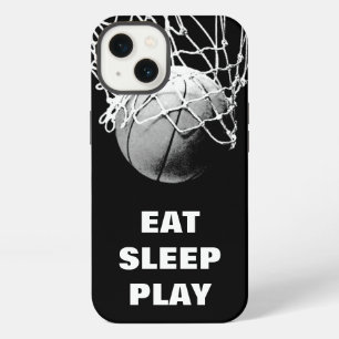 Etui iPhone 13 Manger Dormir Jouer Basket-ball Motivationnel Noir