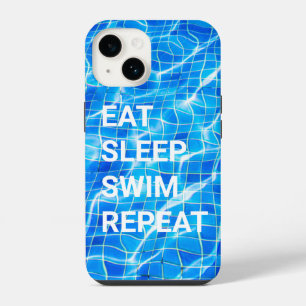 Coque Pour iPhone 14 Manger Dormir Nager Répéter Piscine Aquatique