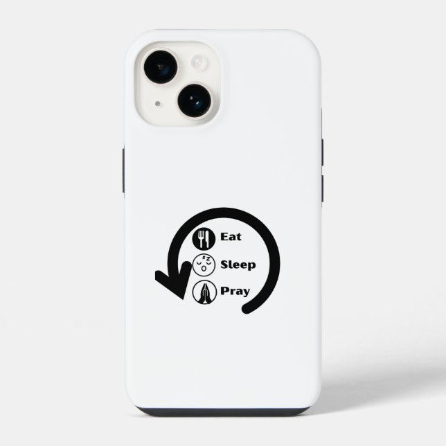 Coque iPhone manger dormir prier répéter (Verso)