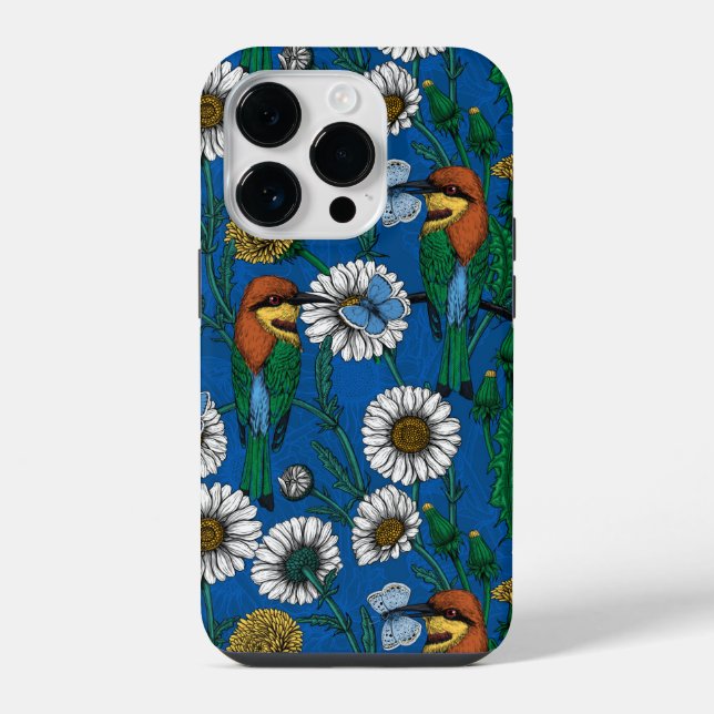 Coque iPhone Mangeurs d'abeilles sur bleu (Verso)
