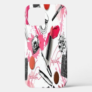 Coque iPhone 12 Maquillage à main, motif graphique vintage.