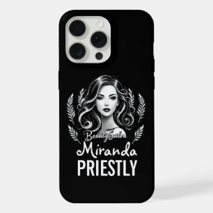 Coque iPhone 15 Pro Max Maquilleur Coiffeur Moderne Noir Blanc Or