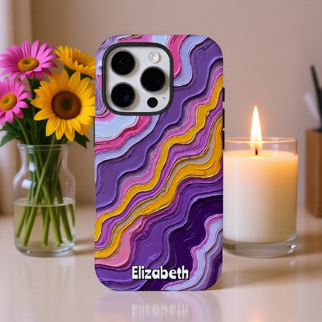 Coque iPhone Marbre Abstrait avec accents or (Créateur téléchargé)