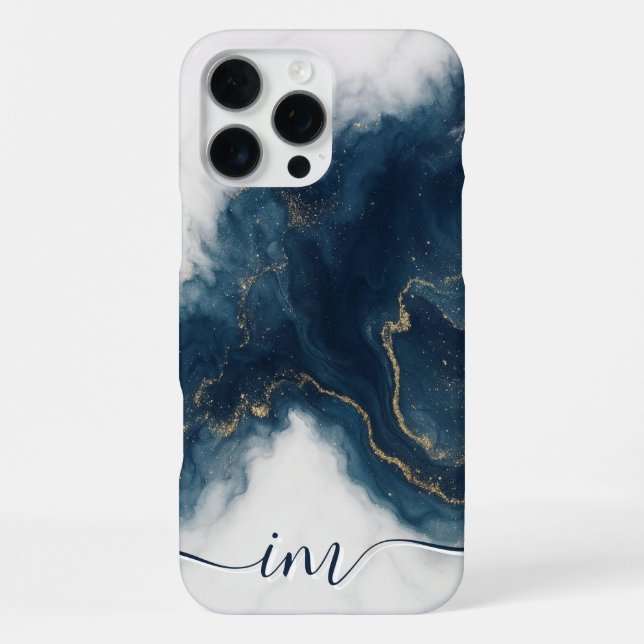 Coque iPhone Marbre Abstrait Moderne avec Initiales et Nom Pail (Verso)
