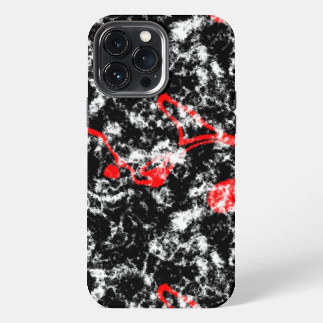 Coque iPhone Marbre Abstrait Rouge, Blanc et Noir (Verso)