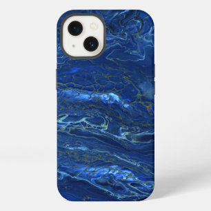 Etui iPhone 13 Marbre acrylique bleu marine et marbre d'or Faux