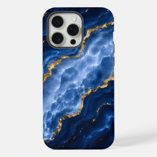 Coque iPhone 15 Pro Max Marbre Agate Saphir Luxueux