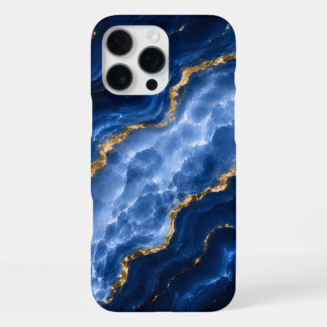 Coque iPhone Marbre Agate Saphir Luxueux (Verso)