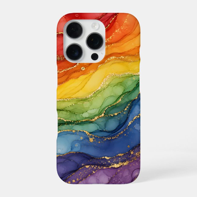 Coque iPhone Marbre arc-en-ciel LGBTQ  (Verso)