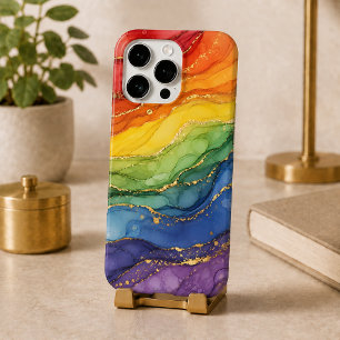 Coque iPhone 16 Pro Marbre arc-en-ciel LGBTQ
