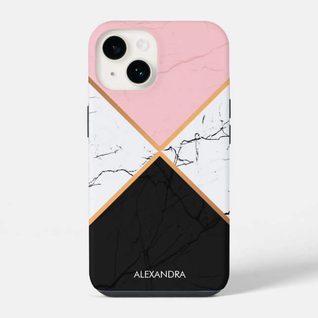 Coque iPhone Marbre blanc Avec Lignes Dorées (Verso)