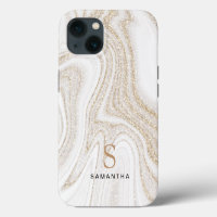 Marbre blanc chic parties scintillant or monogramm