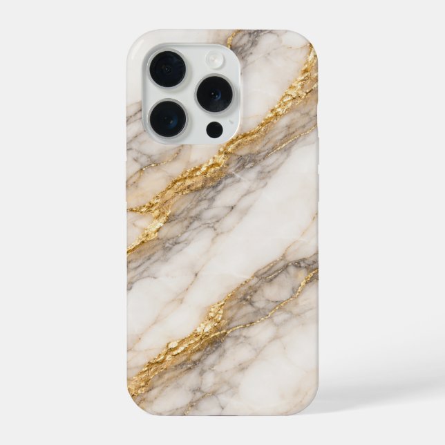 Coque iPhone Marbre blanc de Calacatta Luxe avec veines dorées (Verso)
