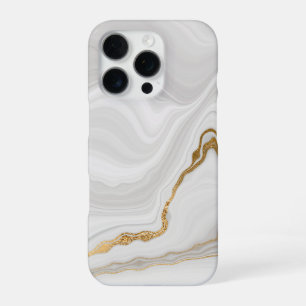 Coque iPhone 16 Pro Marbre blanc et or élégant