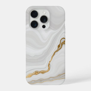 Coque iPhone 15 Pro Marbre blanc et or élégant