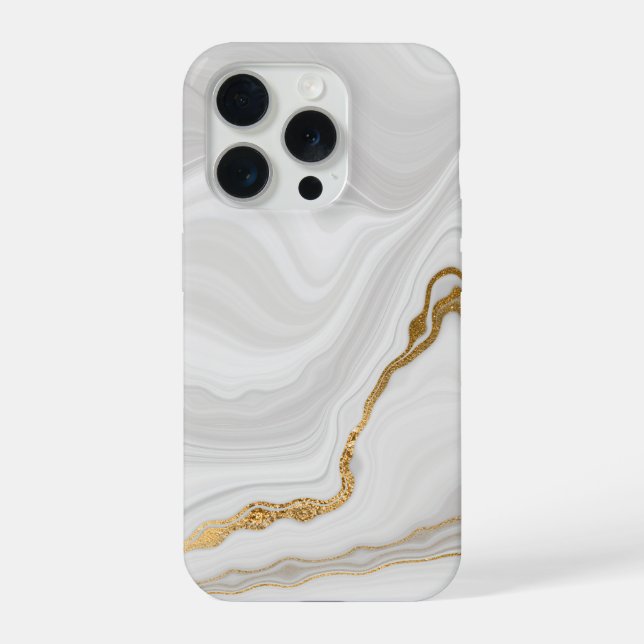 Coque iPhone Marbre blanc et or élégant (Verso)