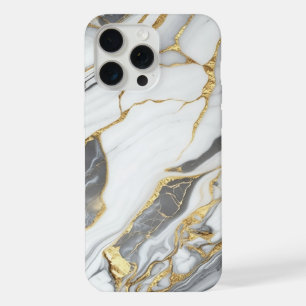 Coque iPhone 15 Pro Max Marbre blanc et or élégant