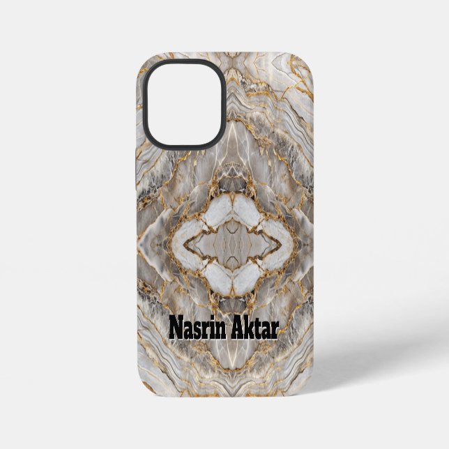 Coque iPhone Marbre blanc or fissuré moderne (Verso)
