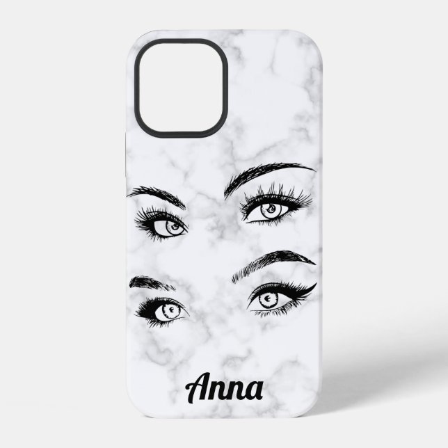 Coque iPhone Marbre Blanc Tendance Cool, Yeux (Verso)