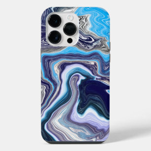 Coque Pour Pour iPhone 14 Pro Max Marbre bleu Fluide Art