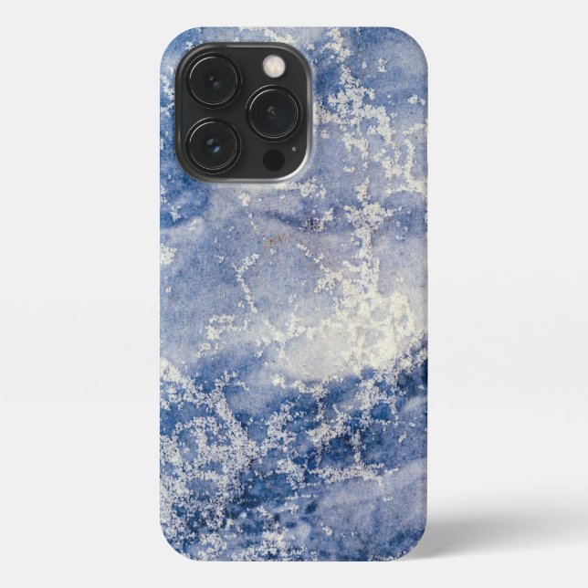 Coque iPhone Marbre bleu marine (Verso)