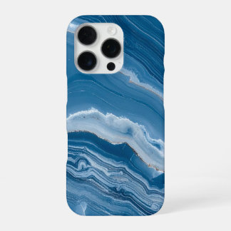 Coque iPhone 16 Pro Marbre bleu poussiéreux en pierre moderne