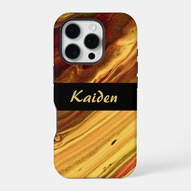 Coque iPhone Marbre bordeaux et or (Verso)