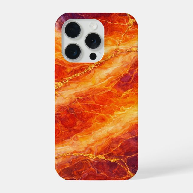 Coque iPhone Marbre Coucher de Soleil avec Veinage Doré (Verso)
