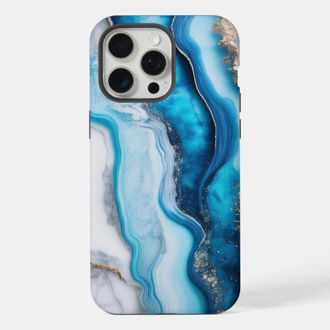 Coque iPhone Marbre de la rivière bleue (Verso)