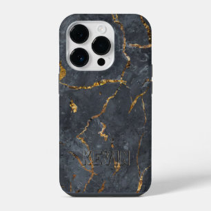 Coque Pour iPhone 14 Plus Marbre de luxe noir et or texture