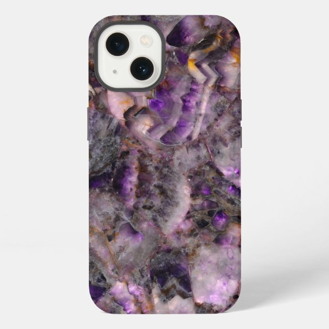 Coque iPhone marbre de quartz Abstrait améthyste (Verso)