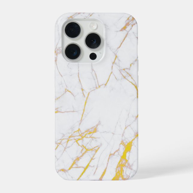 Coque iPhone Marbre doré blanc et jaunâtre (Verso)
